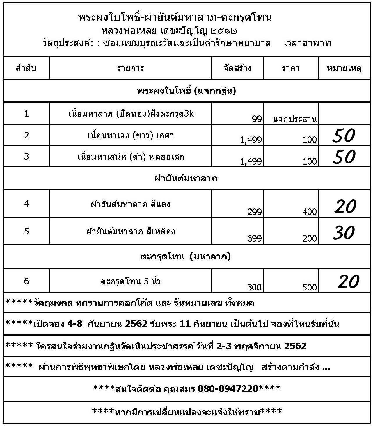 ตารางจองพระผงใบโพธิ์.jpg